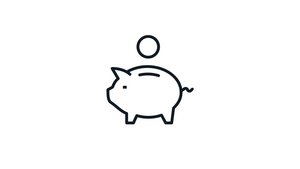 Icon, das ein Sparschwein mit einer Münze zeigt